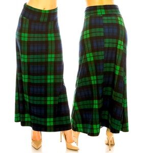 Maxi Skirt -Green & Blue Plaid XL